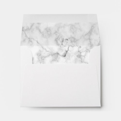 Modern White Marble Pre_Printed Address RSVP Envelope