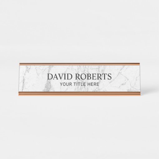 Modern White Marble Professional Desk Name Plate Zazzle