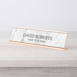 Modern White Marble Professional Desk Name Plate