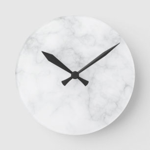 Modern White Marble Round Clock
