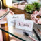 Modern white marble script blush pink brows beauty