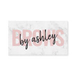 Modern white marble script blush pink brows beauty business card Modern white marble script blush pink brows beauty business card