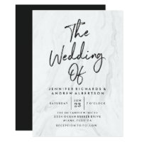 Modern White Marble Script | Wedding Invitation