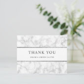 Modern White Marble Silver Glitter Thank You Postcard (Standing Front)