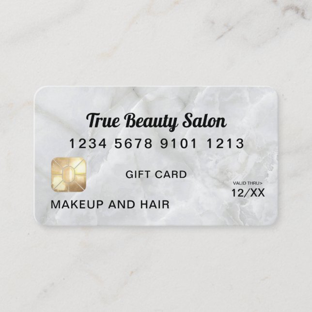 Modern White Marble Stone Credit Gift Card (Front)