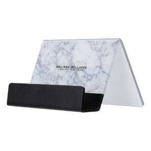 Modern White Marble Stone Texture Desk Business Card Holder
