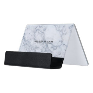 Stone Business Card Holders Cases Zazzle Modern White Marble Stone Texture Desk Business Card Holder