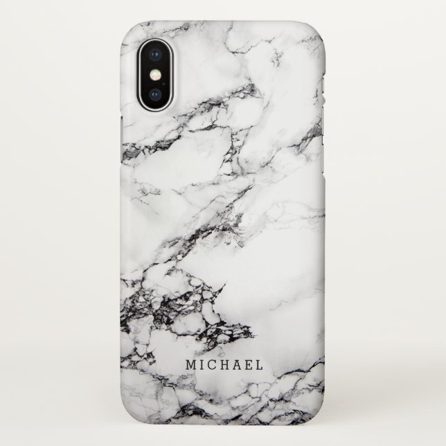 Modern White Marble Stone Texture Pattern iPhone Case (Back)