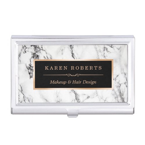 Modern White Marble Stone Texture Stylish Look Business Card Case