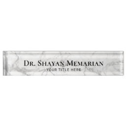 Modern White Marble Texture Professional Desk Name Plate