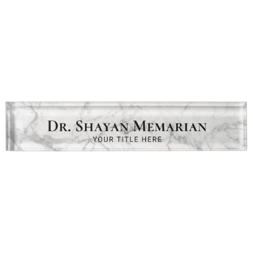 Modern White Marble Texture Professional Desk Name Plate