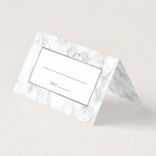 Modern White Marble Wedding Place Card