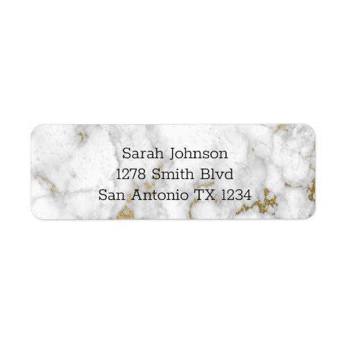 Modern White Marble with Gold Flecks Label