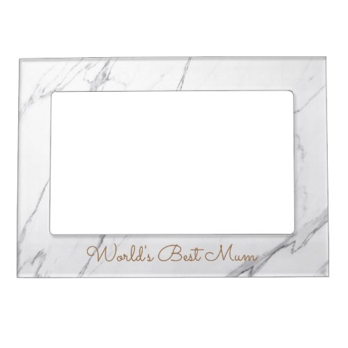 Modern White Marble Worlds Best Mom Magnetic Frame