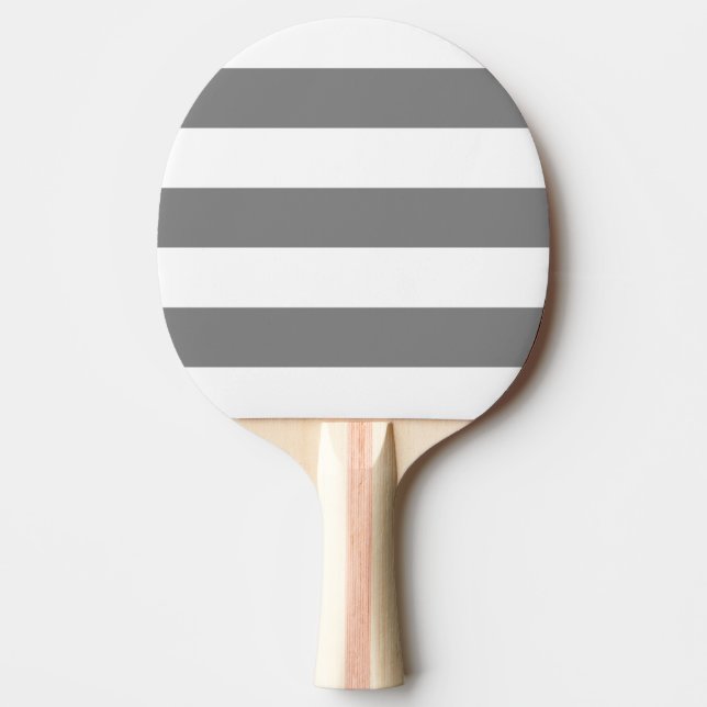 Modern White, Medium Gray Stripe Ping Pong Paddle (Front)