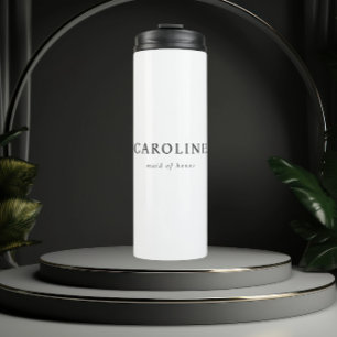 Modern White Minimal Maid Of Honor Thermal Tumbler