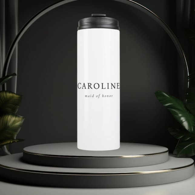 Modern White Minimal Maid Of Honor  Thermal Tumbler (Creator Uploaded)