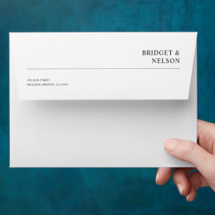 Modern White Minimalist A7 5x7 Wedding Envelope
