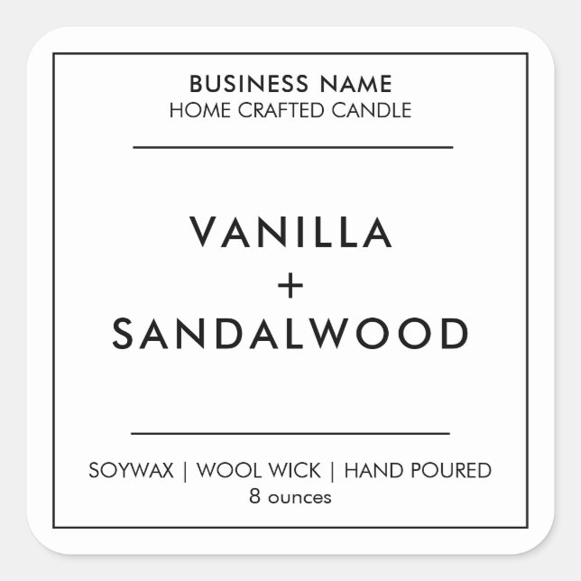 Modern White Minimalist Candle Label Sticker (Front)