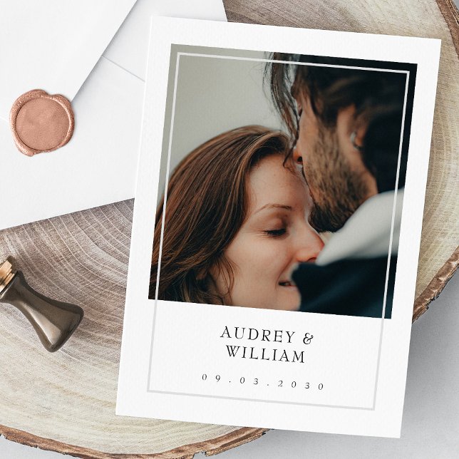 Modern White Minimalist Elegant Chic Photo Wedding Invitation (Modern White Minimalist Elegant Chic Photo Wedding Invitation)