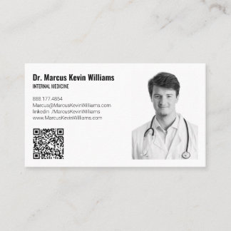 Modern White Minimalist Medical Doctor Horizontal Business Card