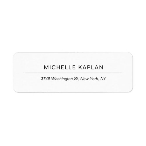 Modern White Minimalist Plain Professional Unique Label