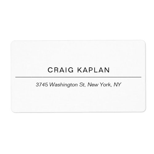 Modern White Minimalist Plain Professional Unique Label