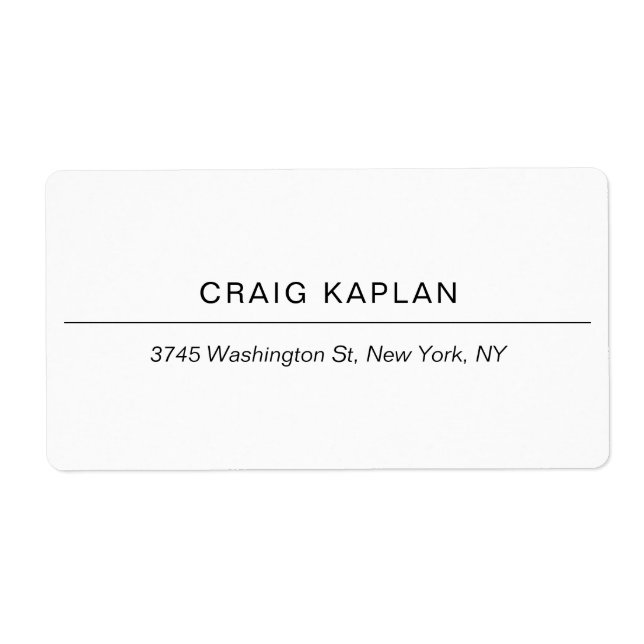 Modern White Minimalist Plain Professional Unique Label (Front)