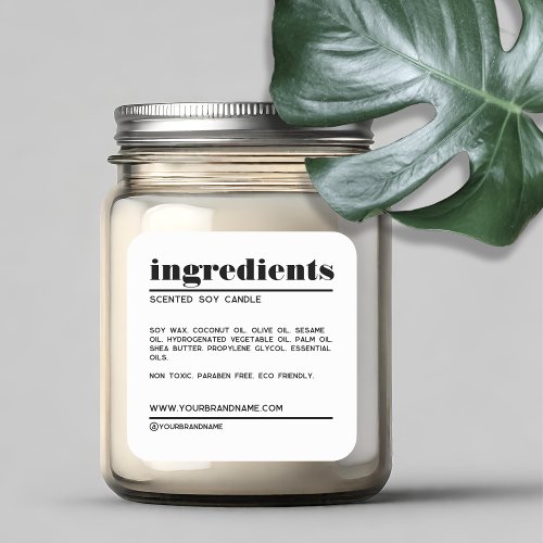 Modern white minimalist product ingredients label 
