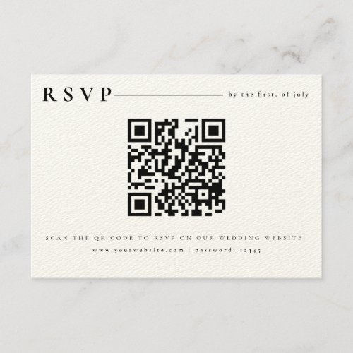 Modern White Minimalist RSVP QR Code Invitation