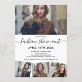 Fashion Show Event Abstract Shapes Model Flowers Invitation, Zazzle