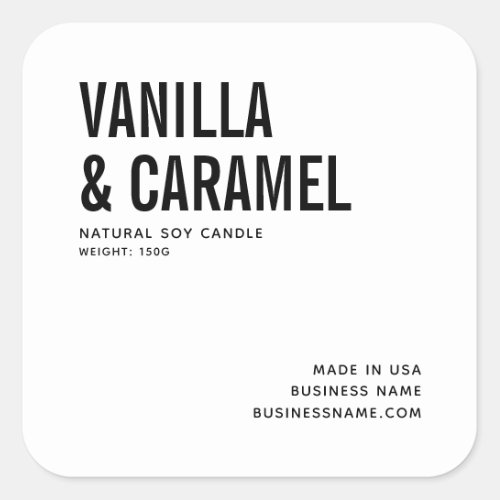 Modern white minimalist soy candle product label
