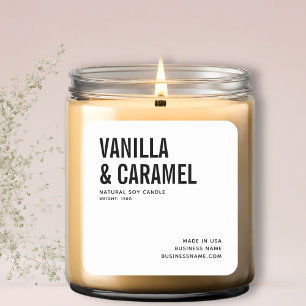 Modern white minimalist soy candle product label