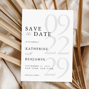 Modern White Minimalist Wedding Save the Date Magnetic Invitation