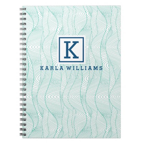 Modern White  Mint_Green Wavy Abstract Pattern Notebook