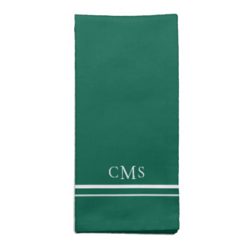 Modern White Monogram Emerald Green Cloth Napkin