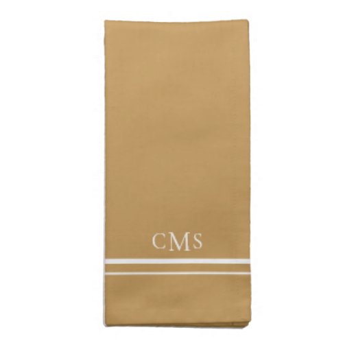 Modern White Monogram Harvest Gold Cloth Napkin