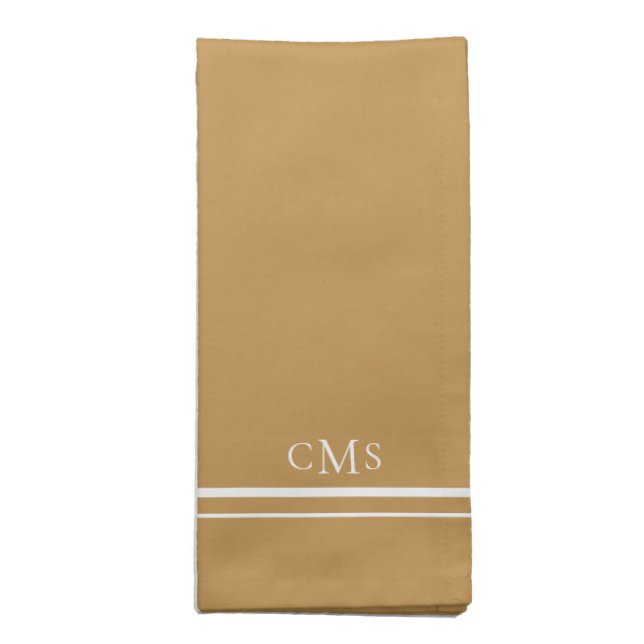 Modern White Monogram Harvest Gold Cloth Napkin (Folded)