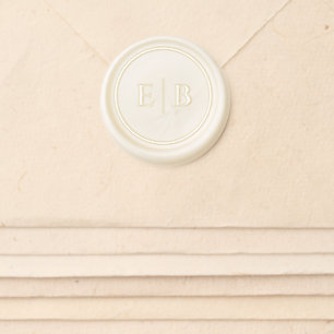Modern White Monogram Initial Wax Seal Sticker