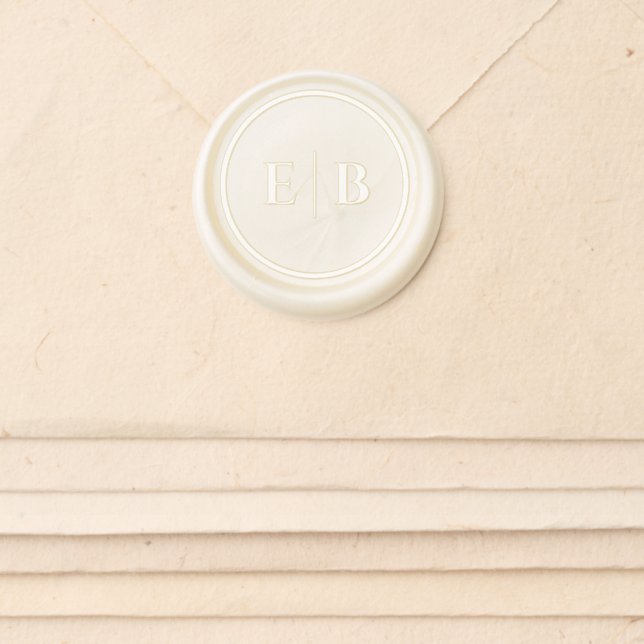 Modern White Monogram Initial  Wax Seal Sticker (Front)