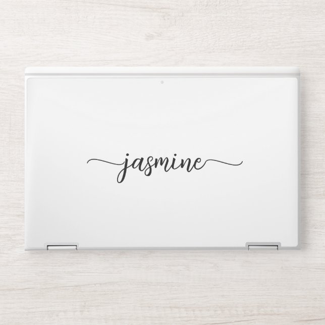 Modern White Monogram Name Signature HP Laptop Skin (Front)