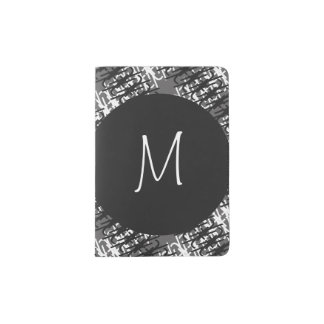 Modern White Monogram On Stylish Abstract Pattern Passport Holder
