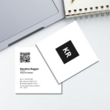Modern White Monogram QR code Minimal 