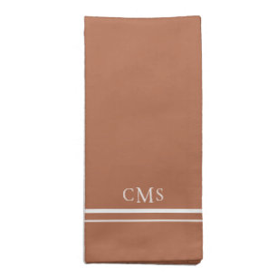 Modern White Monogram Terracotta Cloth Napkin