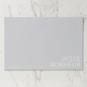 Modern White Name On Gray Paper Pad