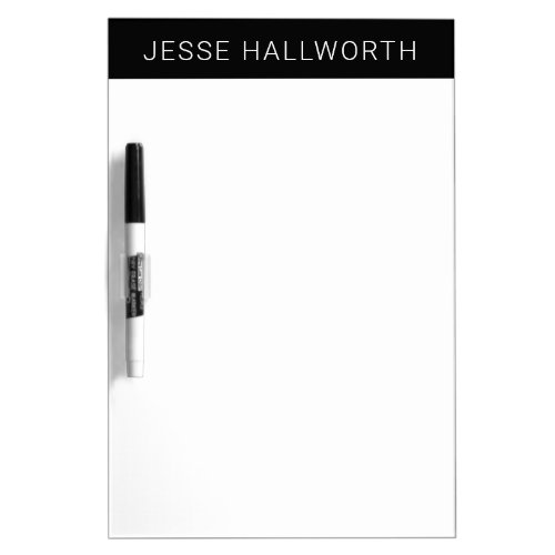 Modern White Name or Business on Black Dry Erase Board