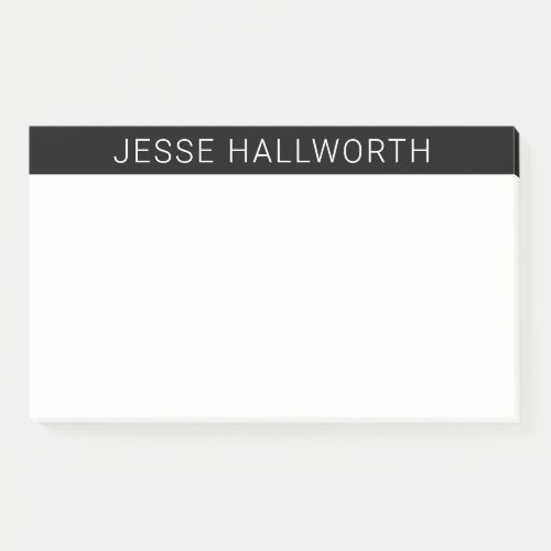 Modern White Name or Business on Black Post_it Notes