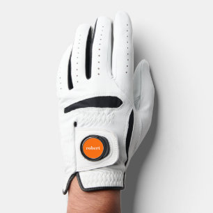 Modern White Name   Trendy Pumpkin  Golf Glove