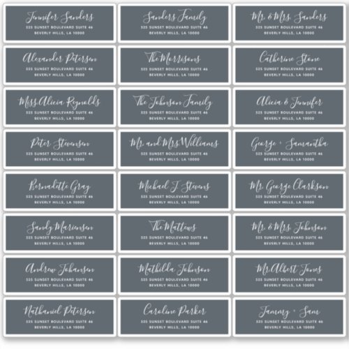 Modern white navy individual guest address labels