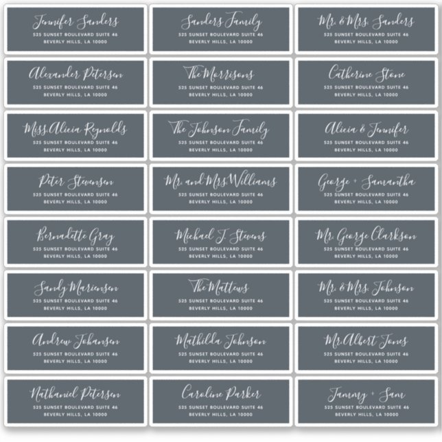 Modern white navy individual guest address labels (Front)